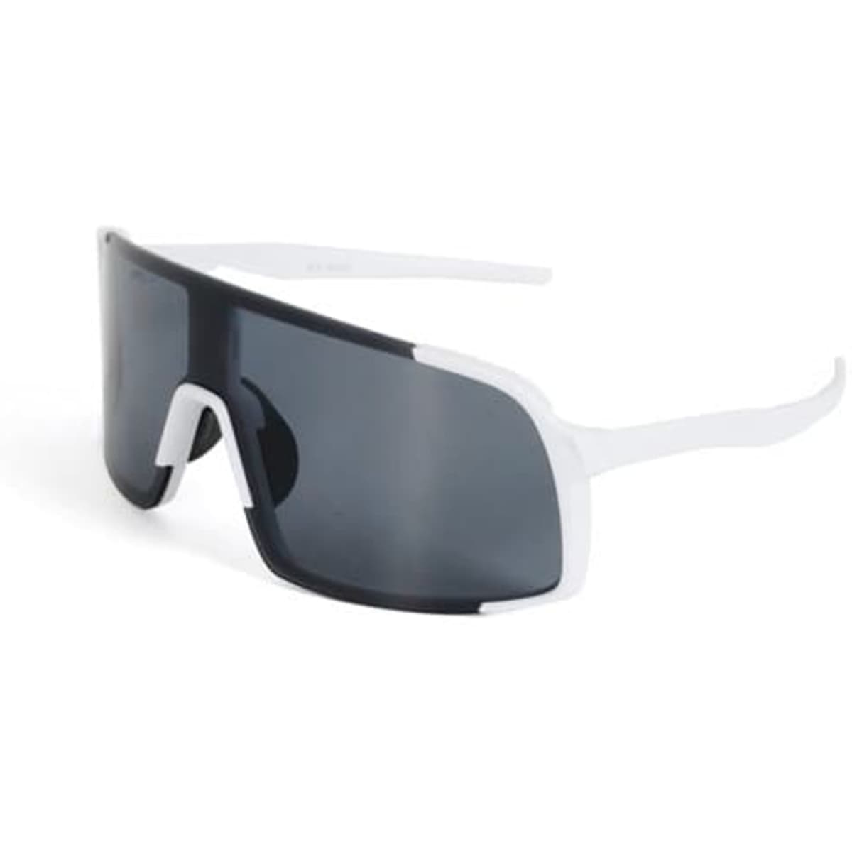 Polarized UV protection sunglasses featuring dark lenses and a white frame, with a logo on the side.