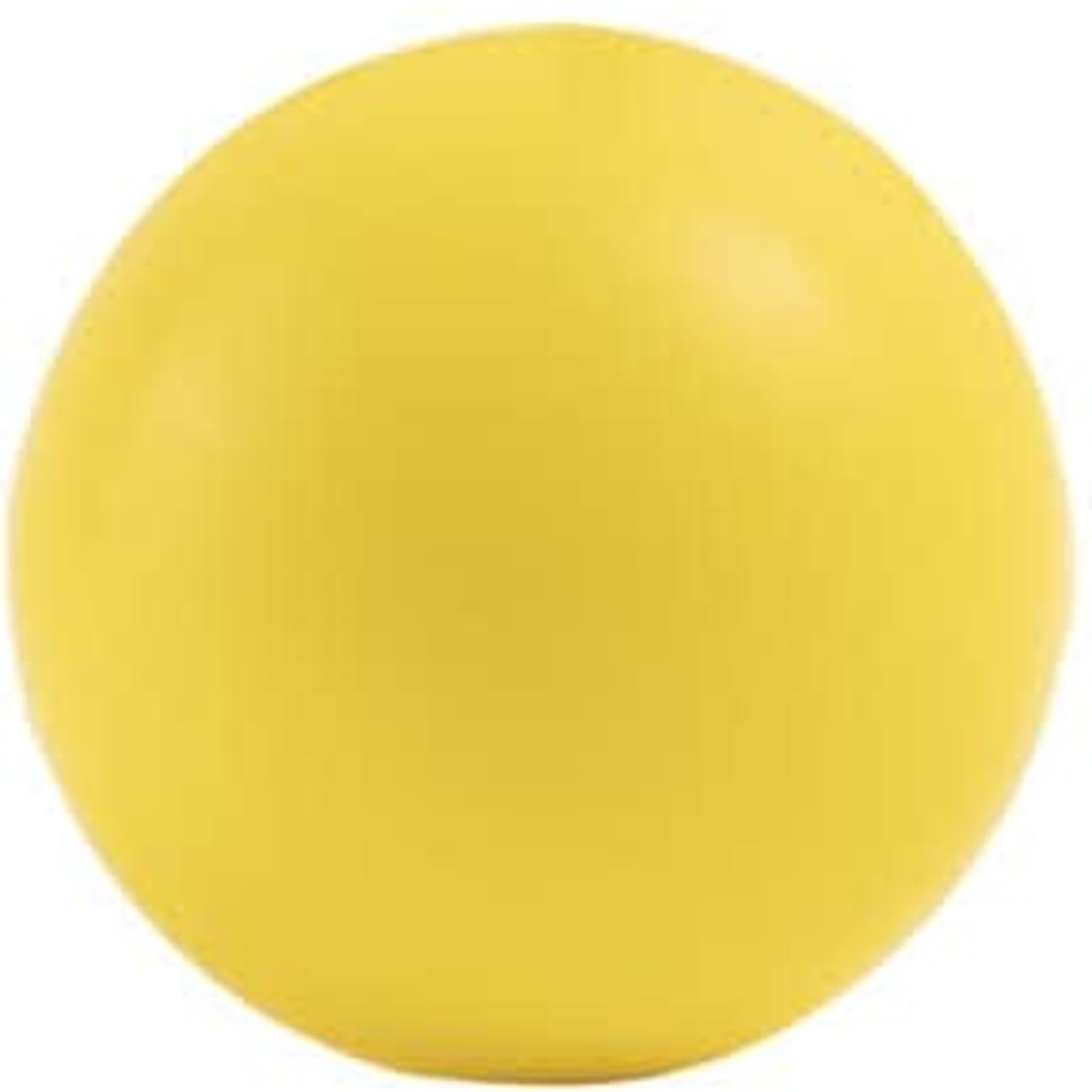 A round yellow PU foam stress ball with a smooth surface and a simple design. The item includes a logo.