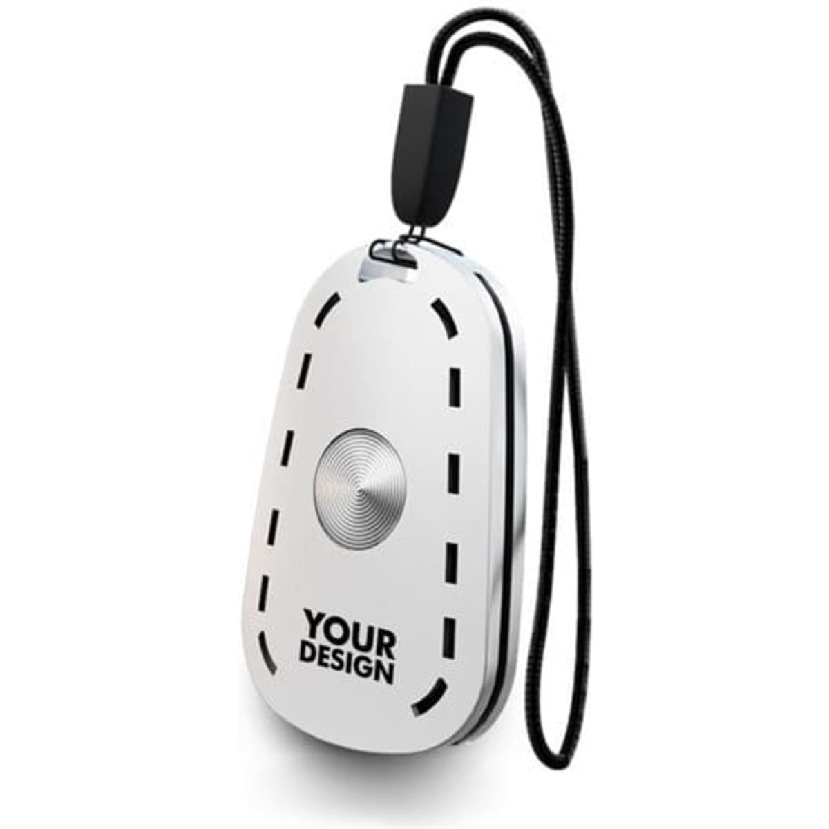 A white car wiper repair kit with a black cord, featuring a circular button design and space for custom branding.