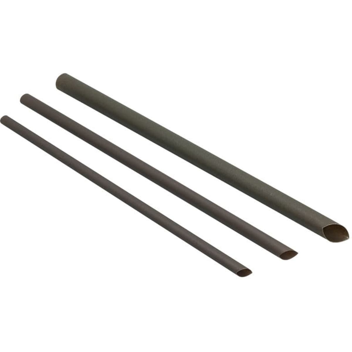 A set of biodegradable disposable drinking straws in various lengths, featuring shades of brown, with a logo present.