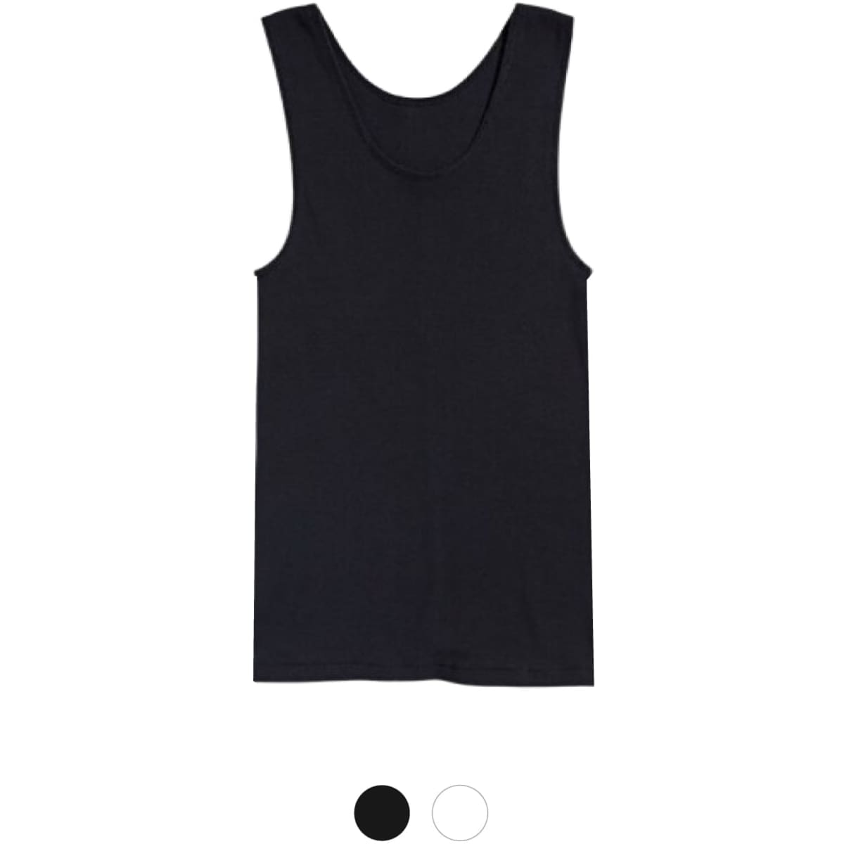 A black men's singlet with a simple design and a round neckline, featuring a logo.