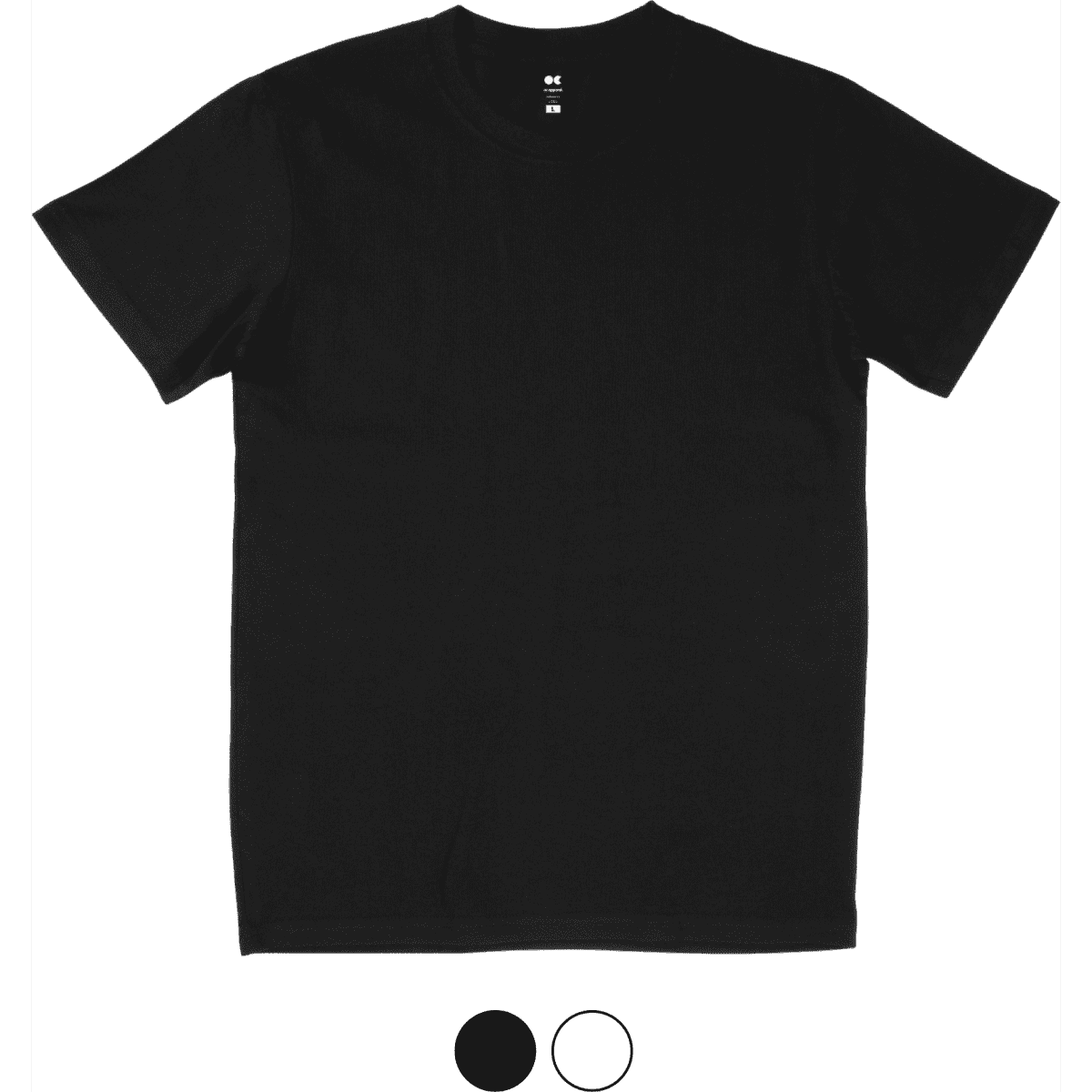 A black Classic Fit Tee displayed flat, featuring short sleeves and a crew neckline, with a logo at the collar.