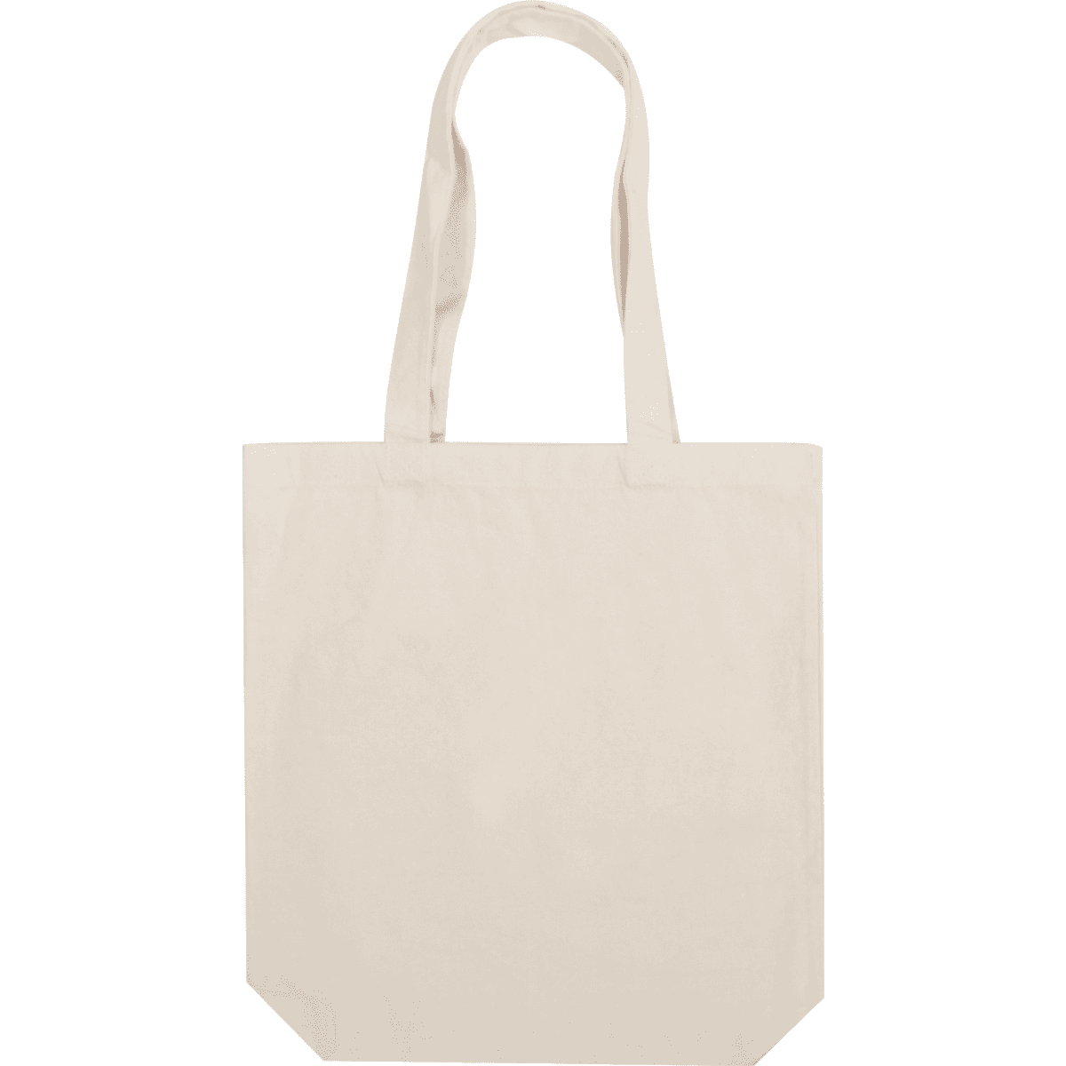 A natural canvas tote bag in a light beige colour, featuring two shoulder straps and a simple design.