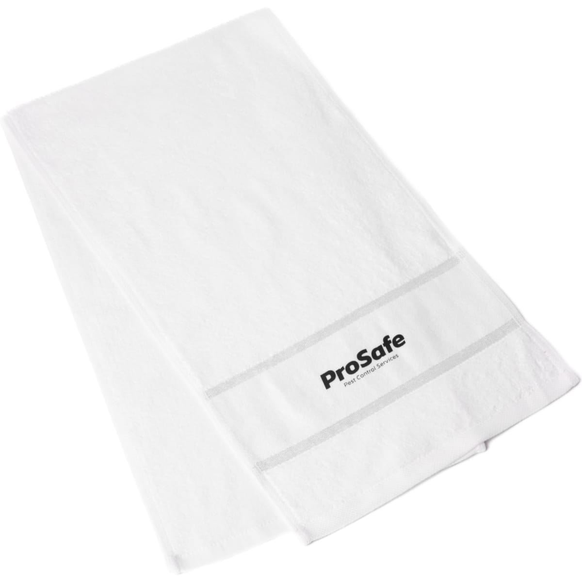 A large white cotton gym towel featuring a logo. Ideal for leisure and outdoor activities.