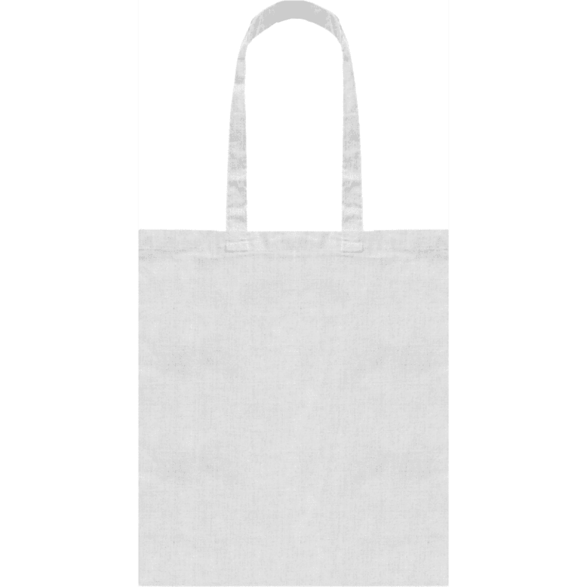 A tote bag in plain white with two shoulder straps and a spacious body.