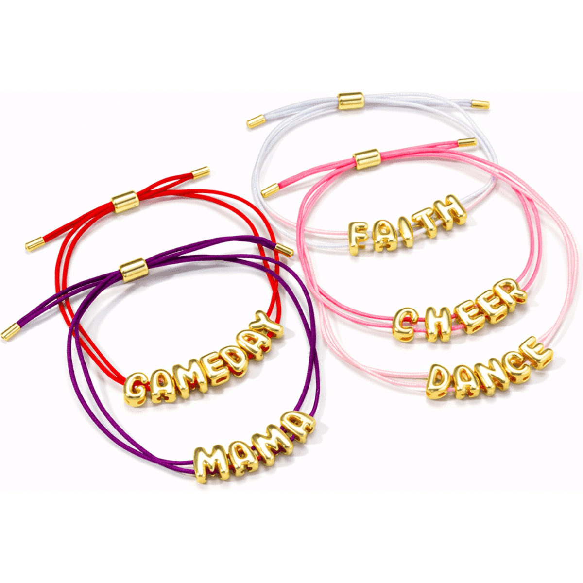 Adjustable Cord Letter Bead Bracelet