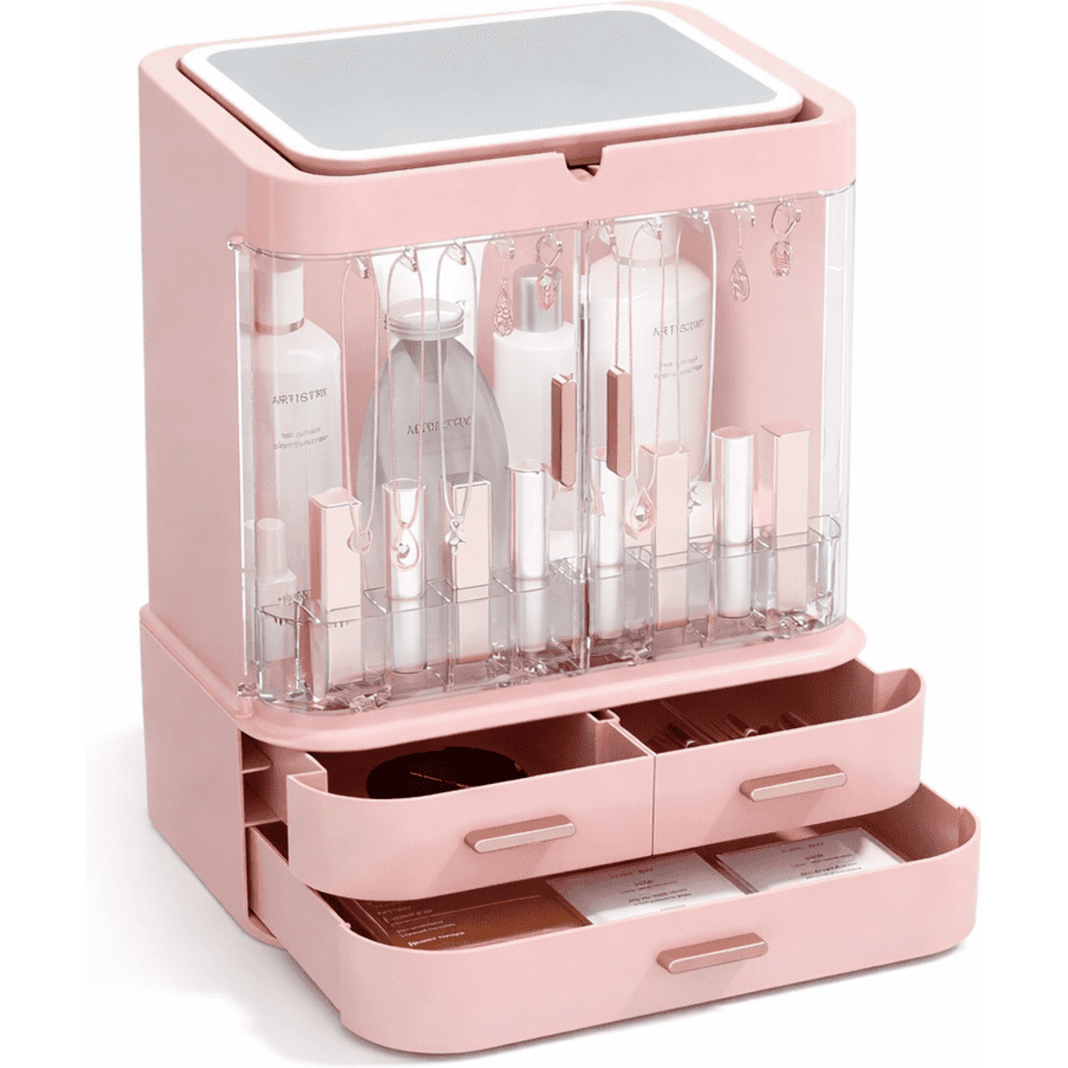 LED Makeup Organizer with Mirror and Storage Drawers