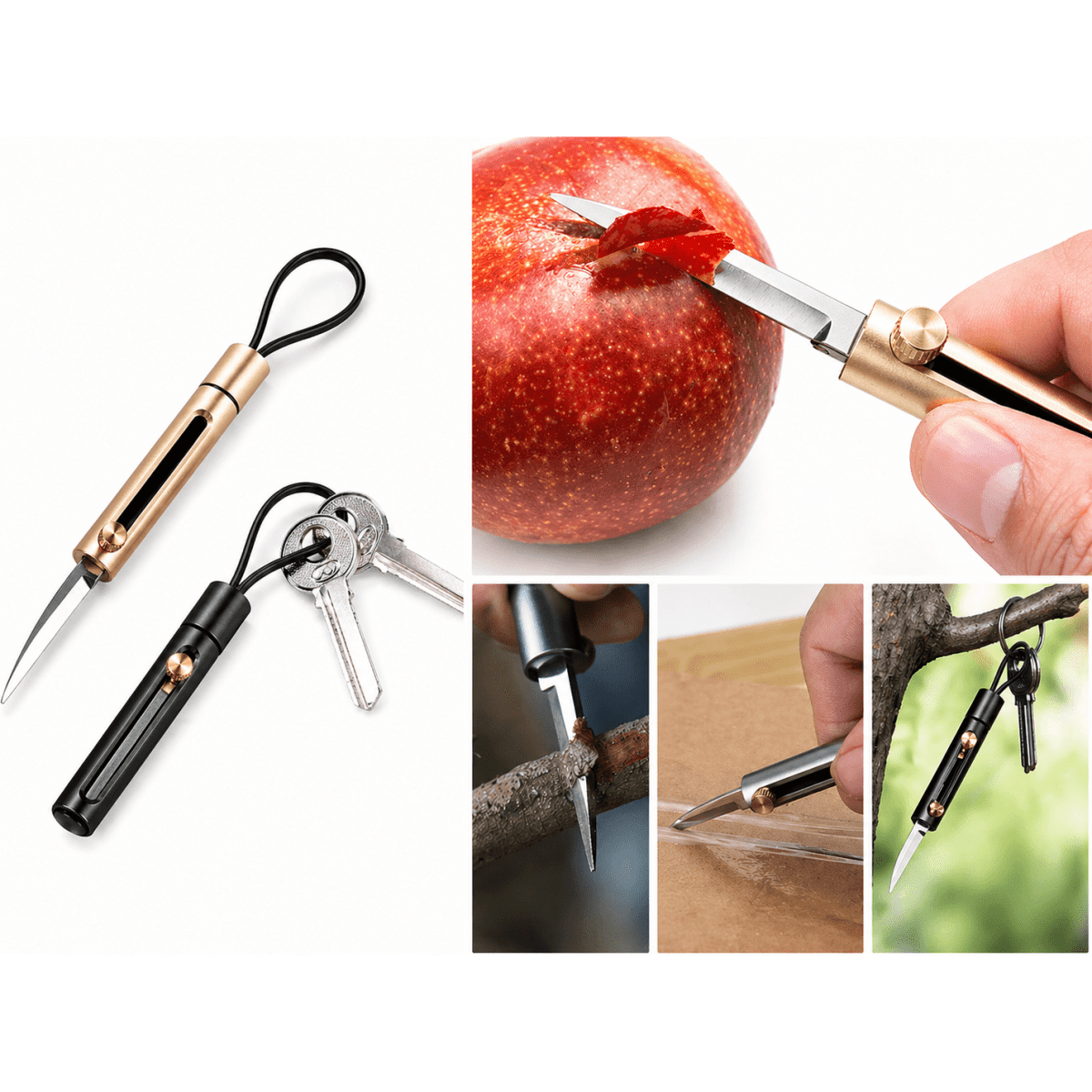 Mini Retractable Keychain Utility Knife with Loop Handle
