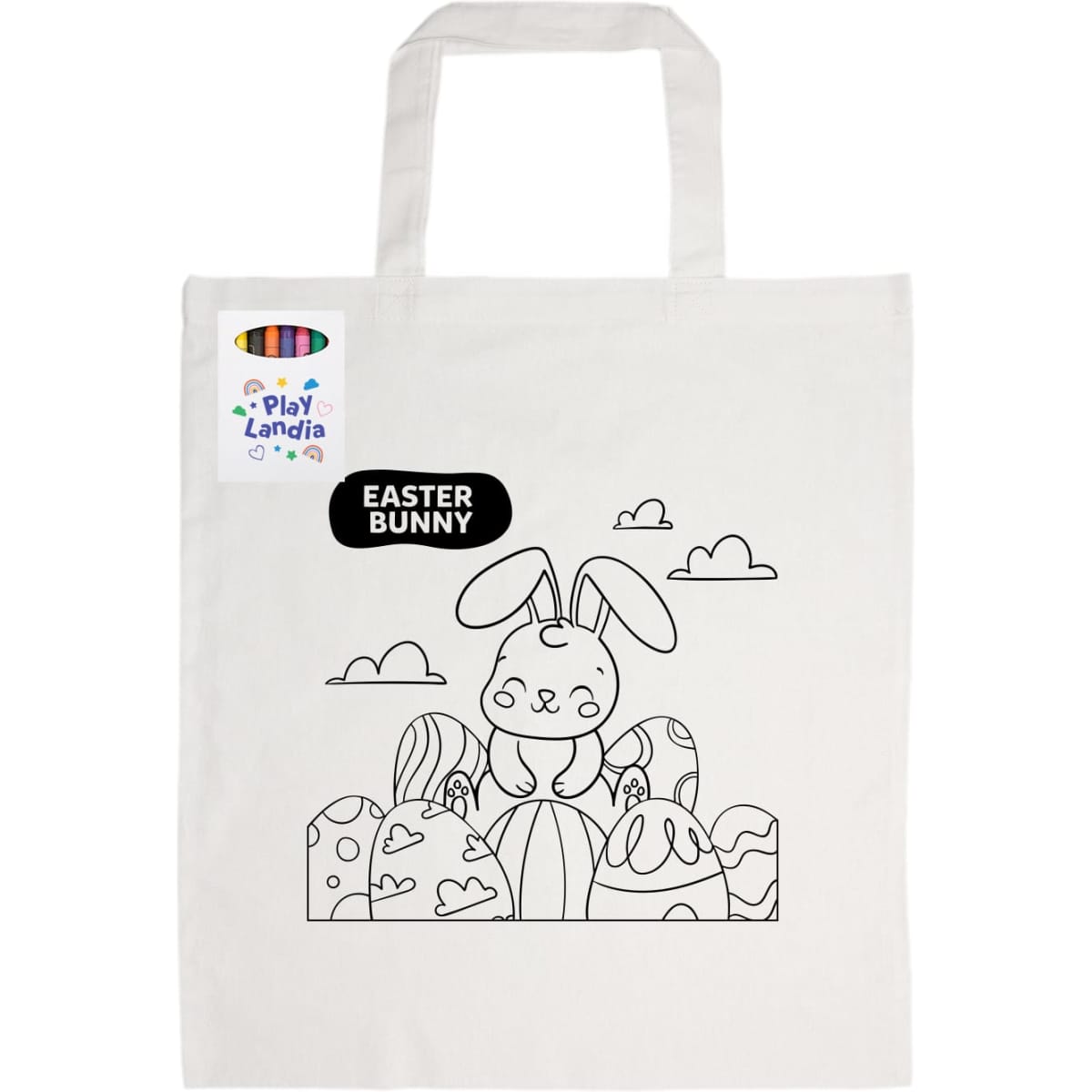 Colouring Short Handle Cotton Bag & Crayons