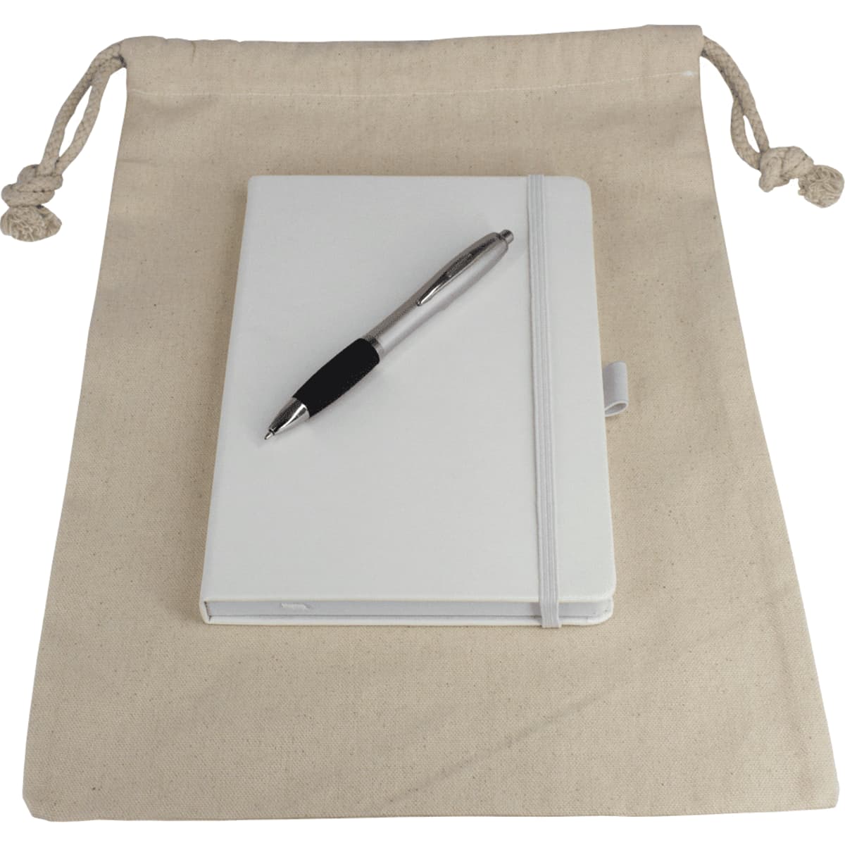 Gift Set – Drawstring Bag + JournalBook + Pen