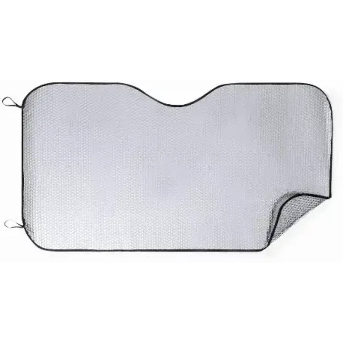 A promotional product featuring a rectangular mesh mat with a black border. It has a unique shape with a cut-out section.