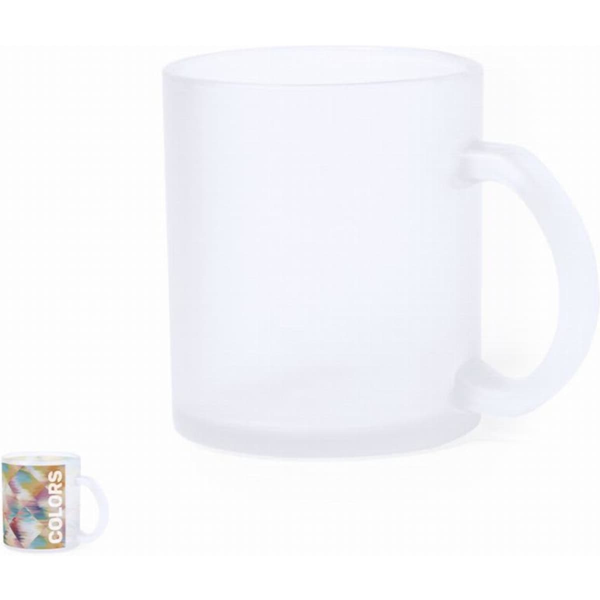 A drink bottle with a frosted finish, featuring a translucent design and a handle. Includes a logo on one side.
