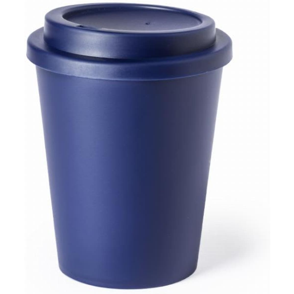 A drink bottle in a matte navy colour with a fitted lid, featuring a smooth surface and no visible branding.