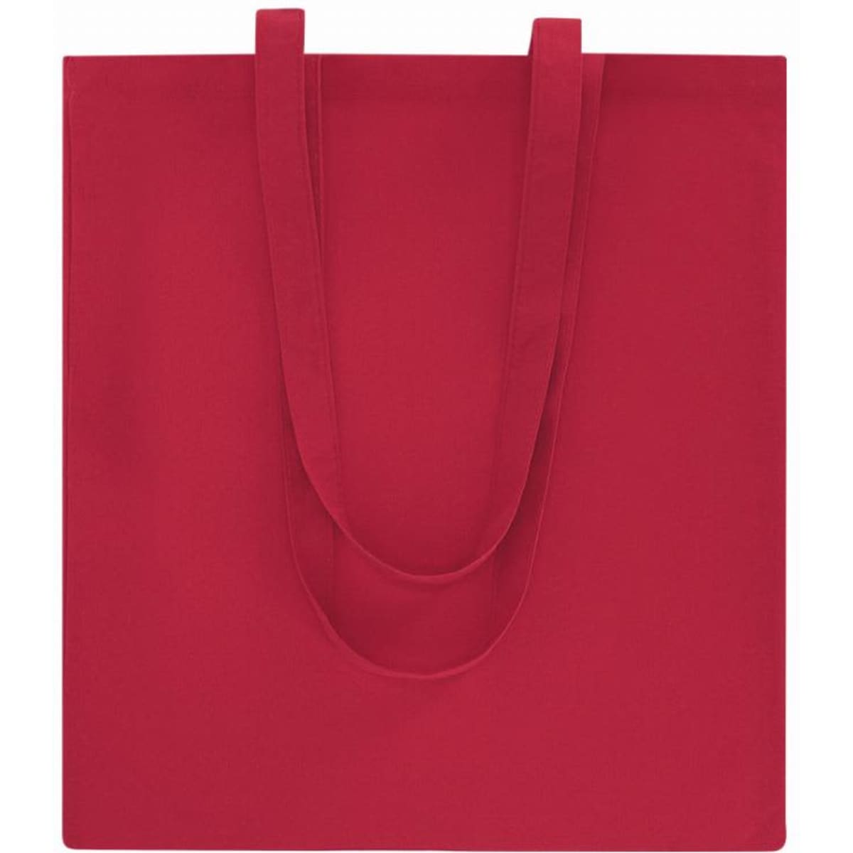 A red tote bag with two straps and a simple design, featuring no visible logos or text.