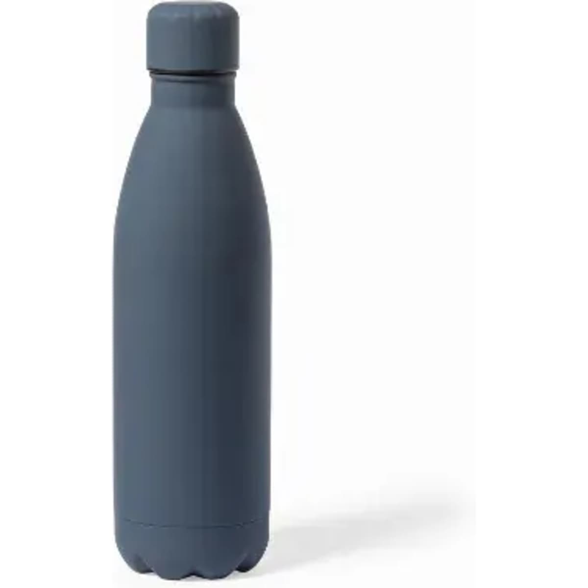 A drink bottle in dark grey with a cylindrical design and a screw-on lid, featuring a logo.