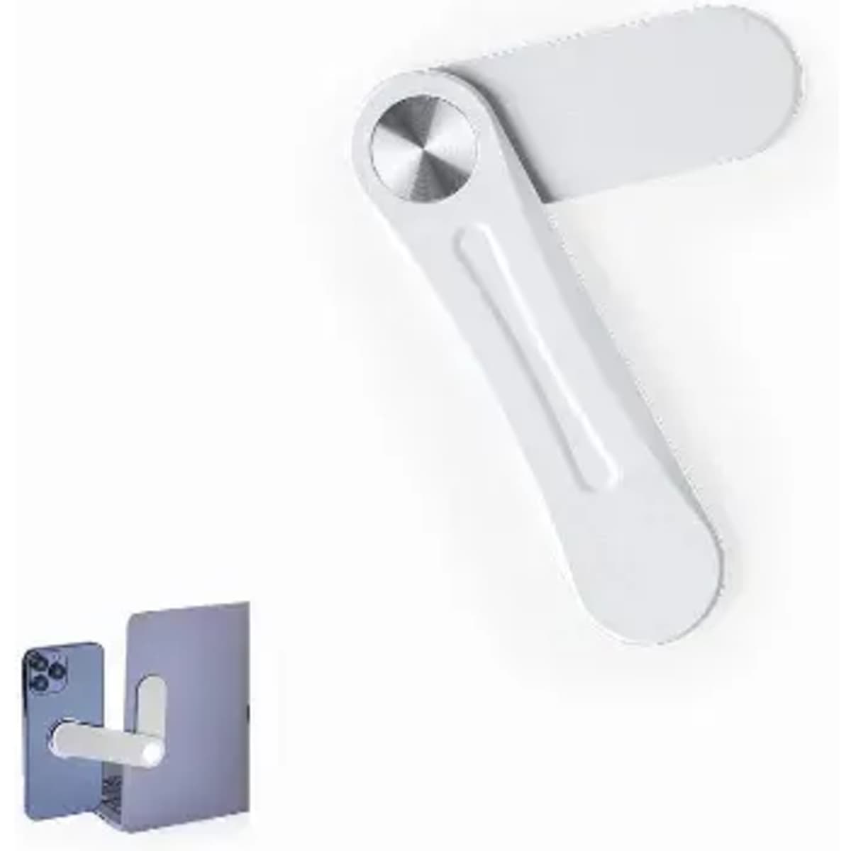 A white, modern lever mechanism with a sleek design, suitable for various applications. Features a logo.