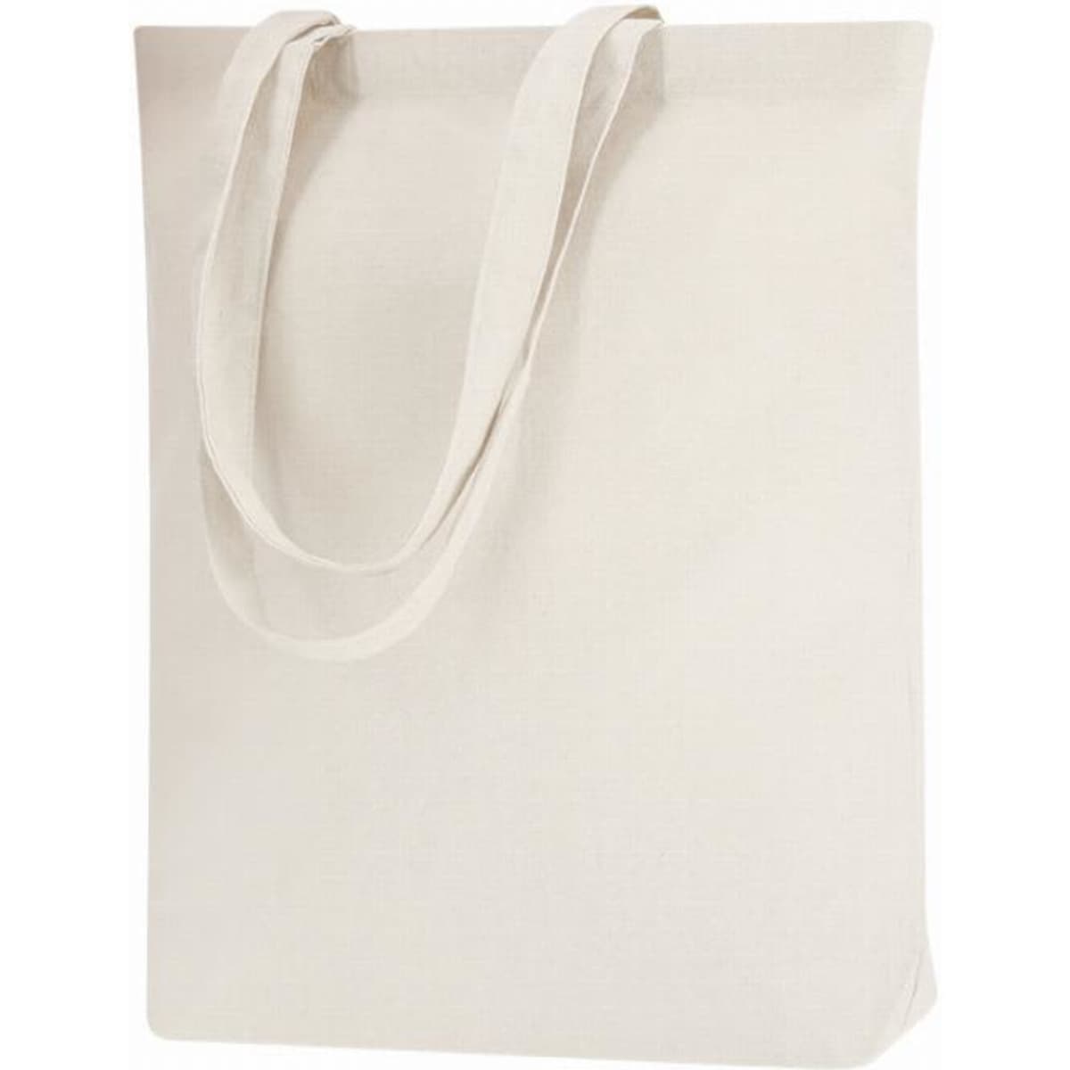 A tote bag in a neutral beige colour with two shoulder straps. It has a plain, simple design and no visible logos.