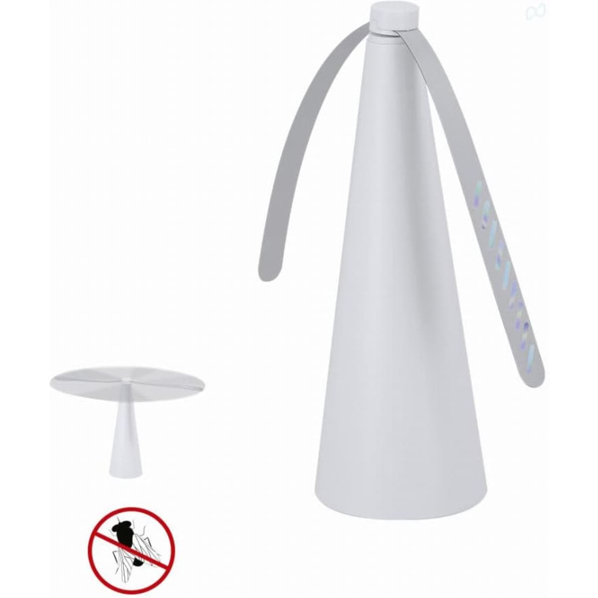 A drink bottle in a cone shape, featuring a grey lid and curved handles, in a sleek white colour.