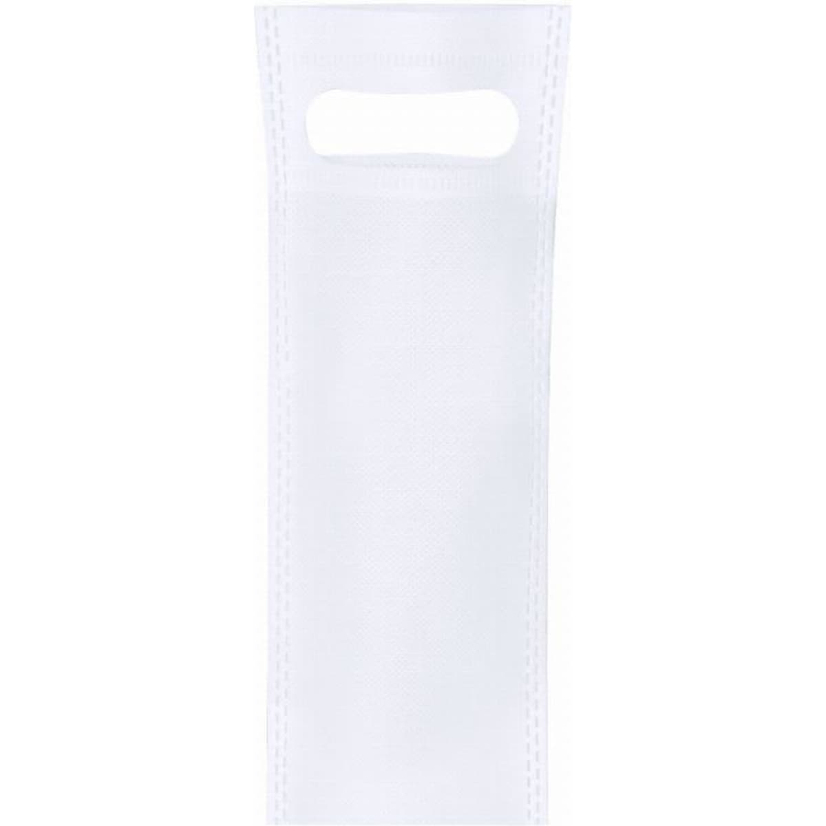 A transparent white drink bottle holder with a handle at the top. It features a simple design and stitching.
