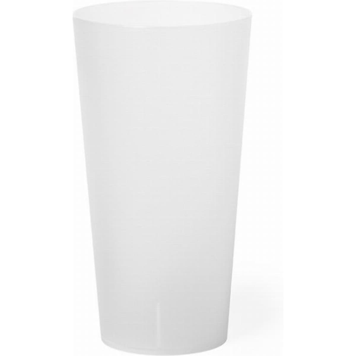 A drink bottle in a frosted white finish with a simple, modern design and a logo.