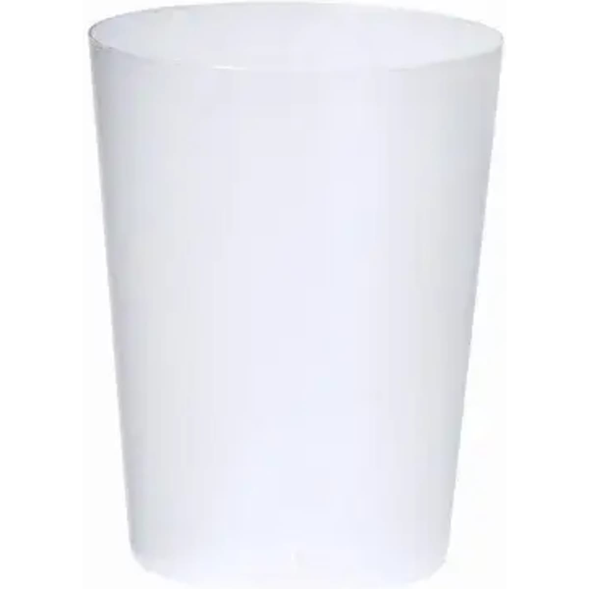 A drink bottle in a translucent white colour with a simple cylindrical design and no visible markings.