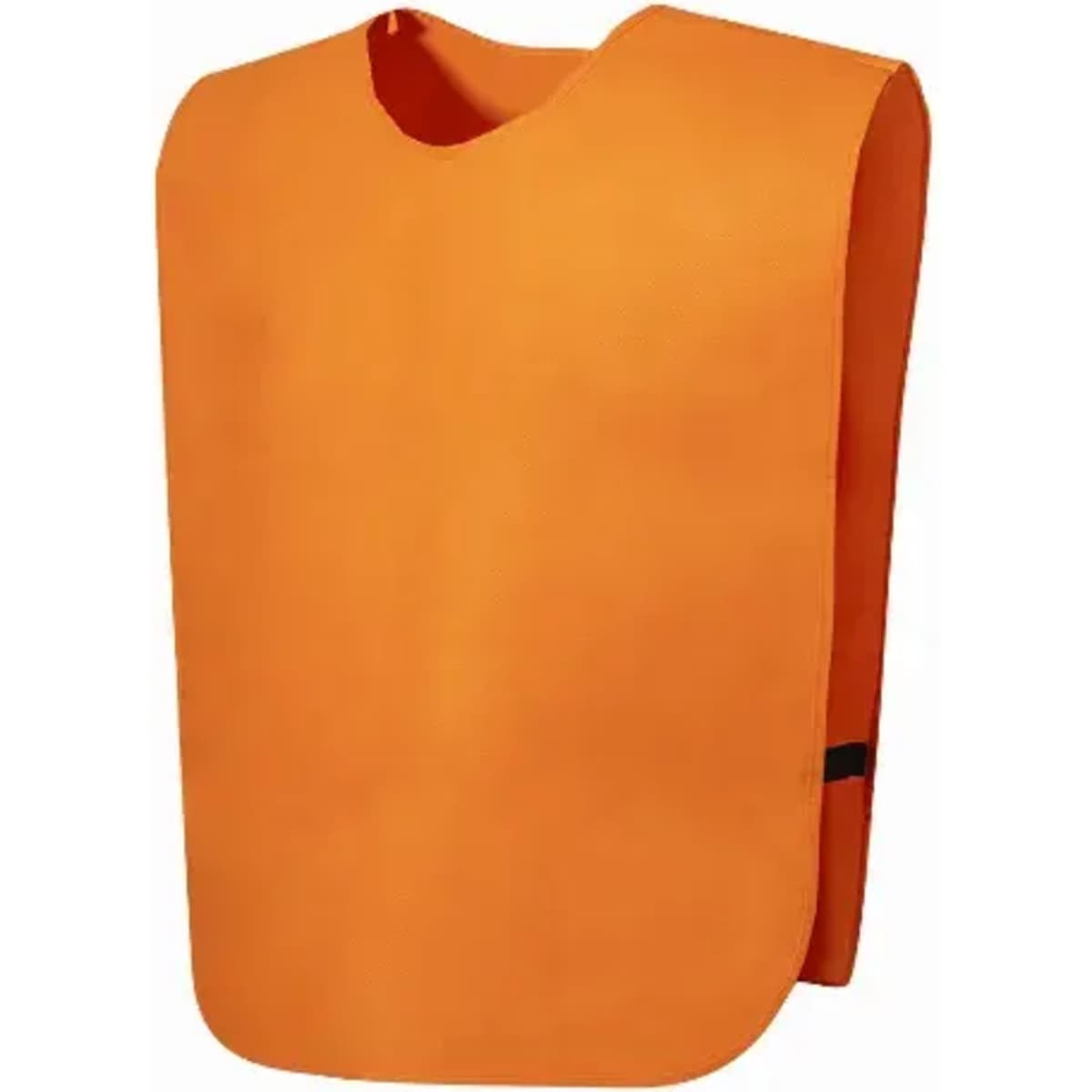 An orange training bib featuring a round neck and adjustable side straps. It has a simple design without logos.