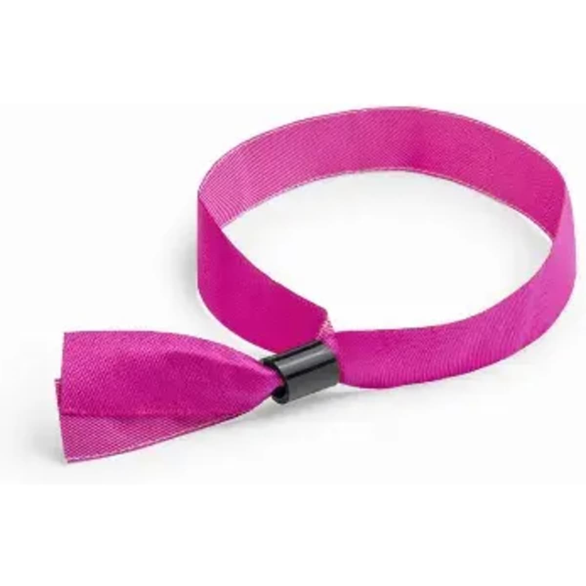 A pink ribbon with a bow and a black connector. The ribbon is smooth and glossy in texture.