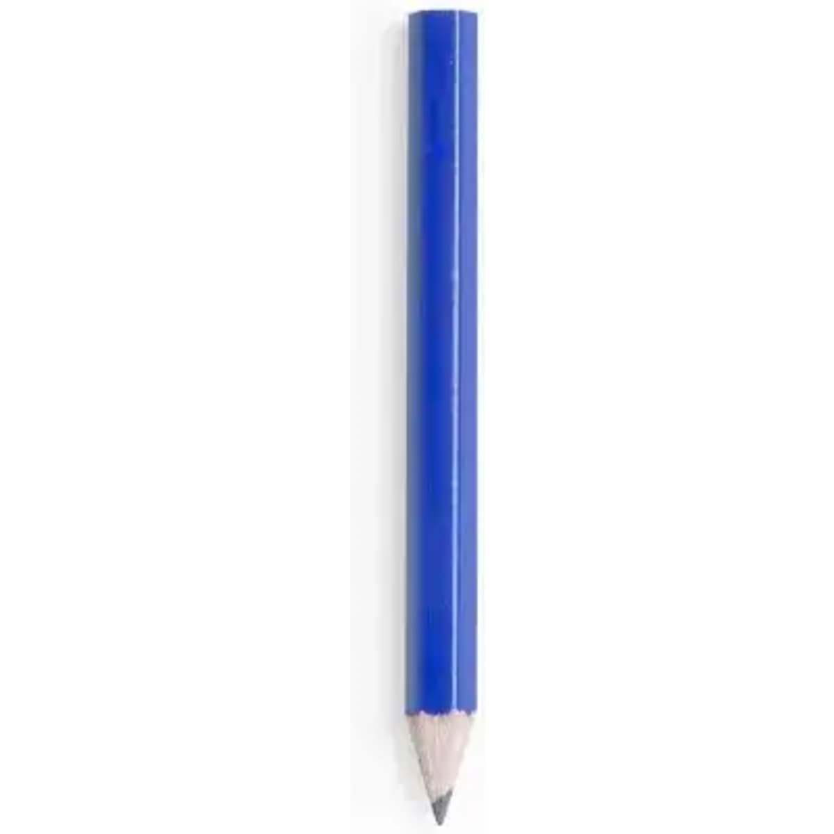 A blue pencil with a sharpened point, featuring a smooth, glossy finish.