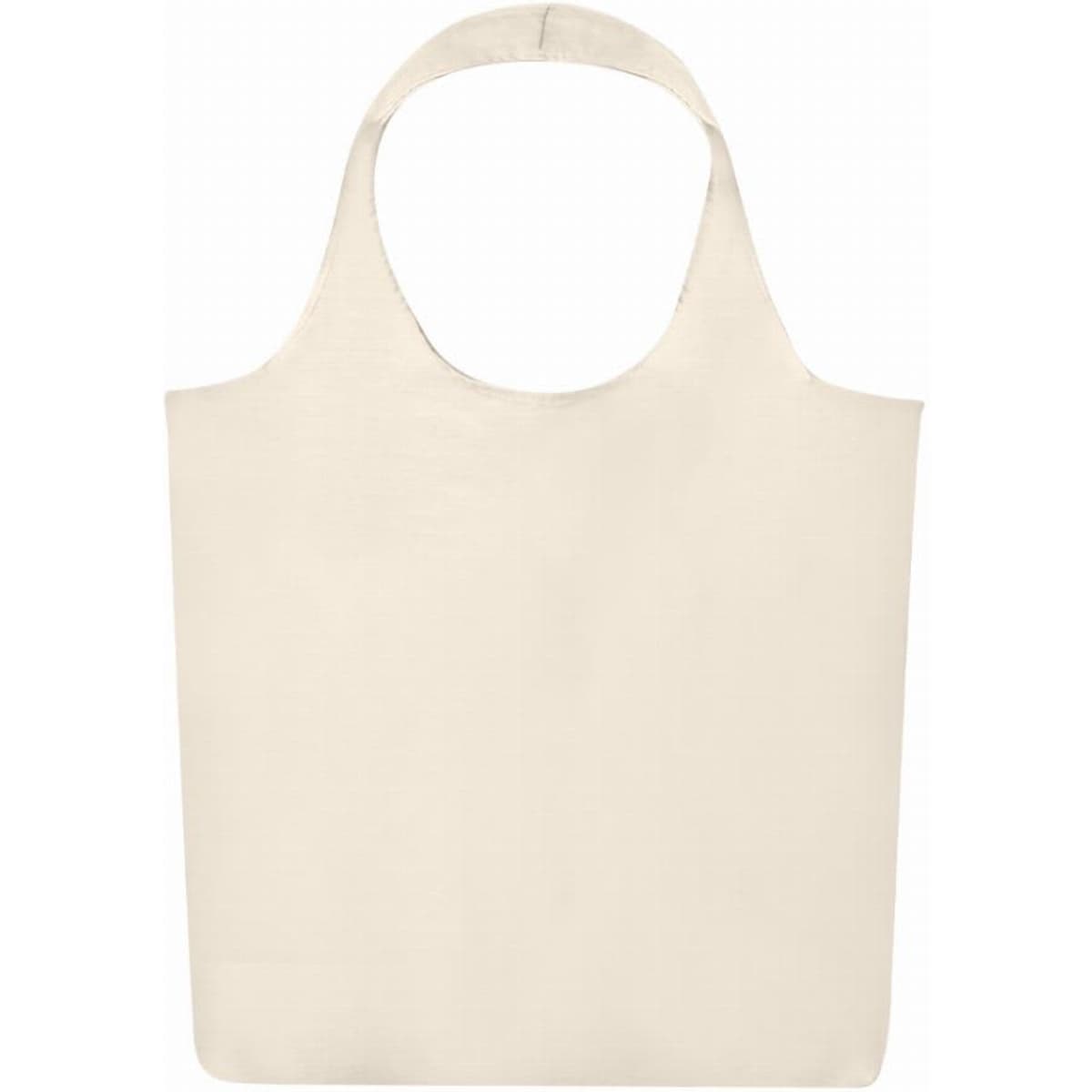 A cream-coloured tote bag with a rounded handle and a simple design. It features no text or logos.
