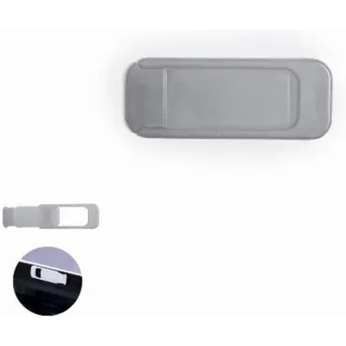 A drink bottle cap in grey with a clip feature and a simple logo.