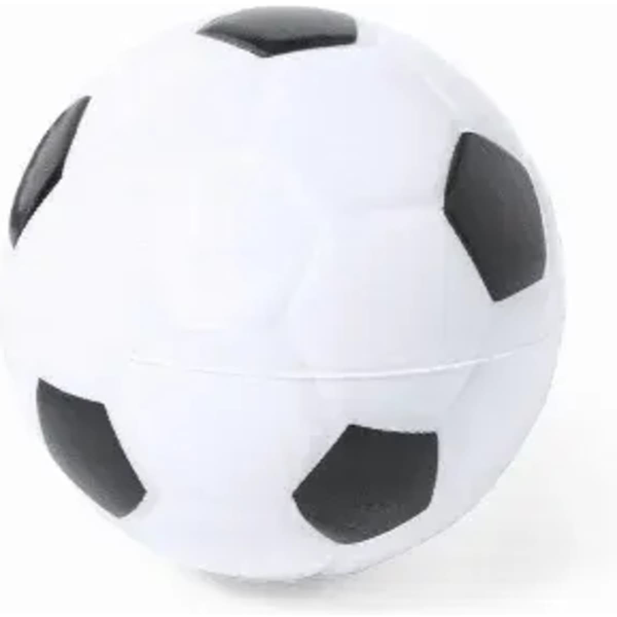 A soccer ball featuring a classic black and white pattern, with a glossy surface and well-defined panels.