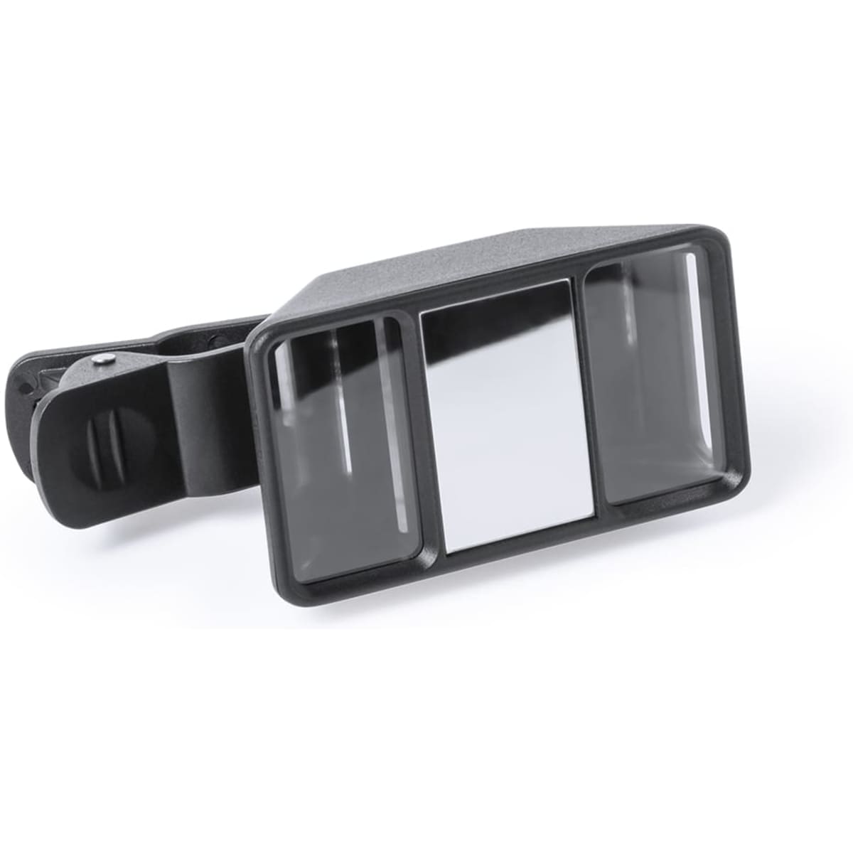 A black magnifying lens with a clip attachment for hands-free use. It features two different magnification lenses.