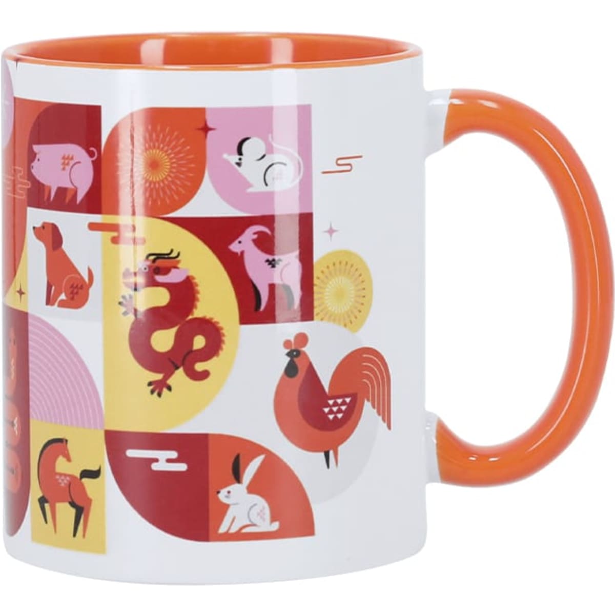 Mug Ceramic 350 ml - White Exterior - Colored Interior and Handle