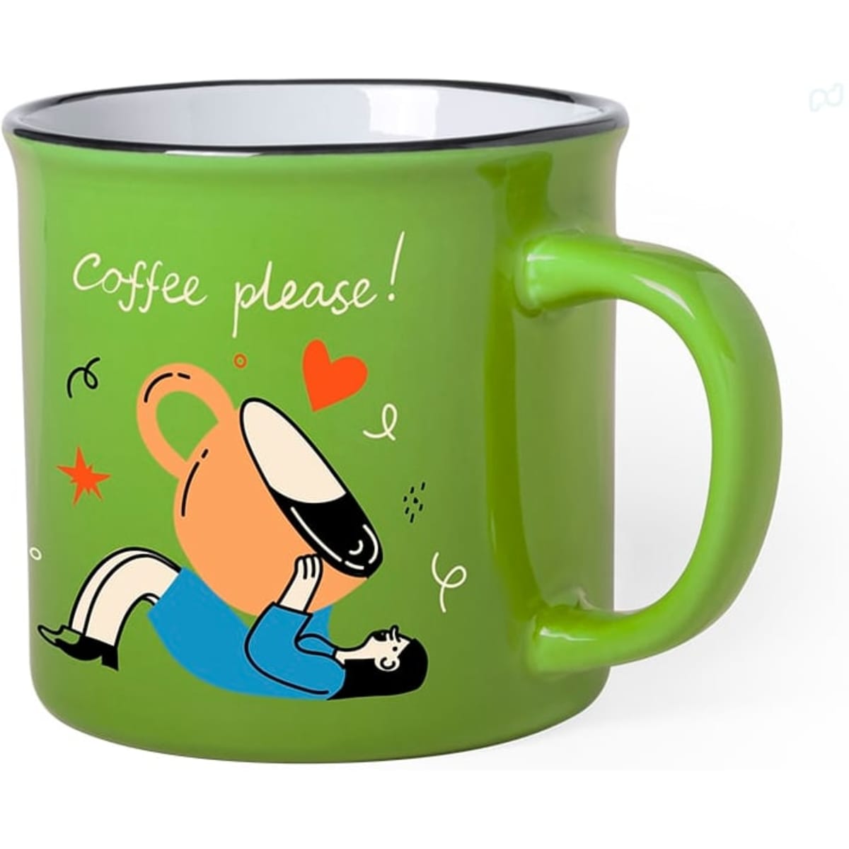 Mug Vintage Ceramic 300 ml - White Interior - Colored Exterior