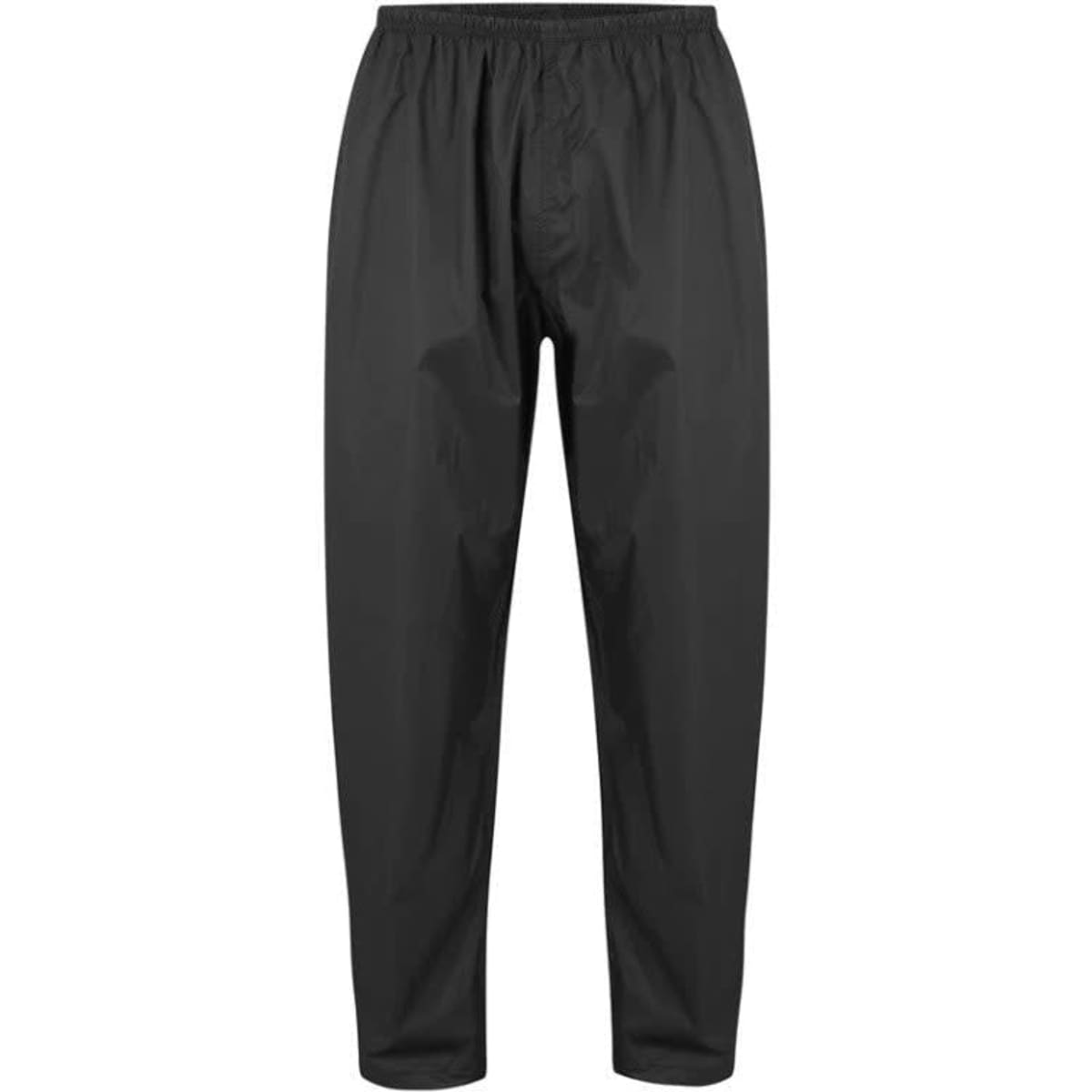 Packable overpants in black with an elastic waistband and a simple design. Features branding on the garment.