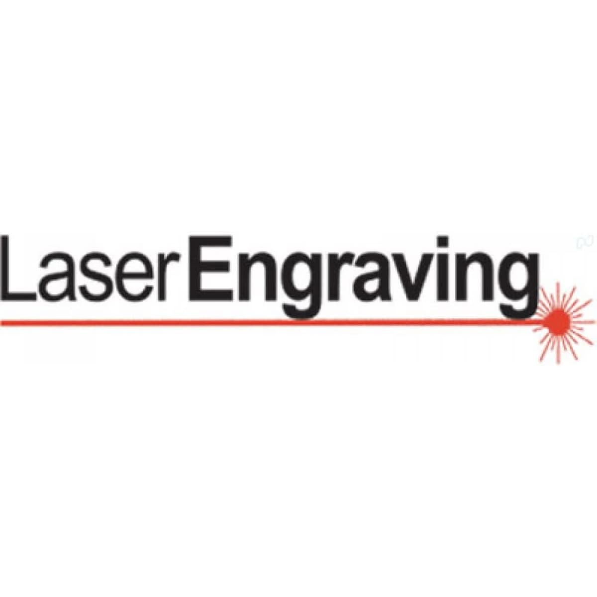 A logo featuring the text "Laser Engraving" in black, with a red line and a small graphic element.