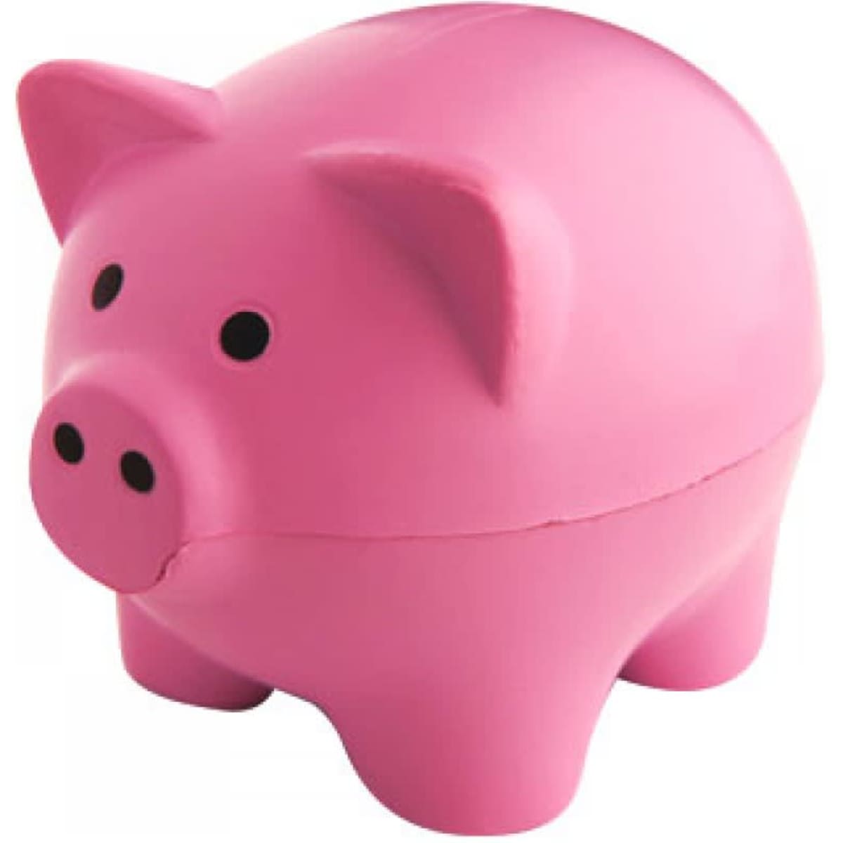 A pink pig-shaped product featuring a smooth surface and black eyes, with a hidden compartment.