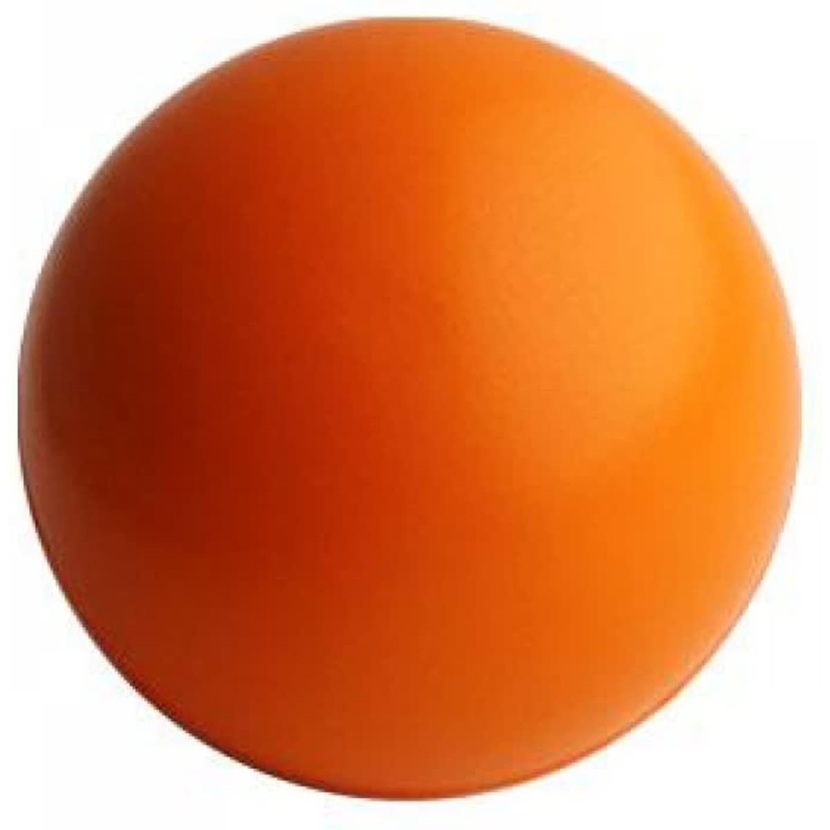 An orange stress ball with a smooth, round shape. It features a simple, solid colour without any branding.
