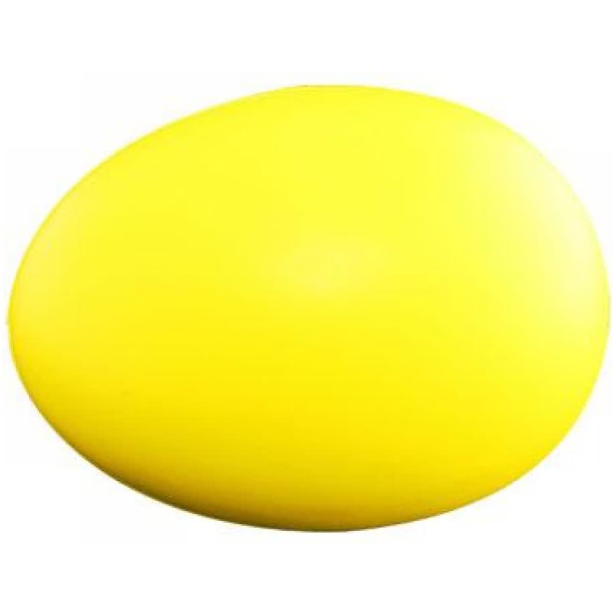 A yellow stress egg with a smooth surface and oval shape, featuring a simple design.