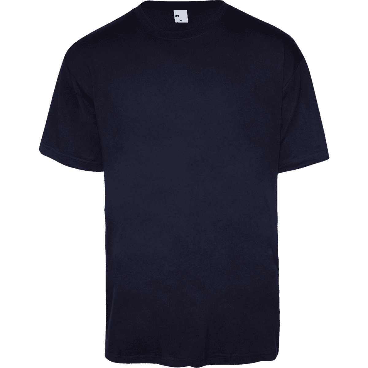 A black T-shirt with a loose fit, featuring short sleeves and a simple design. It has a logo on the label.