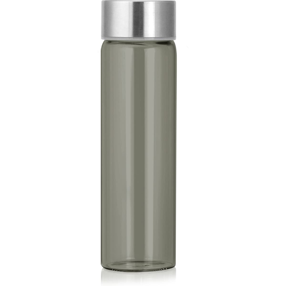 A drink bottle with a silver lid and a translucent green body, holding 800ml. It features a logo on the side.