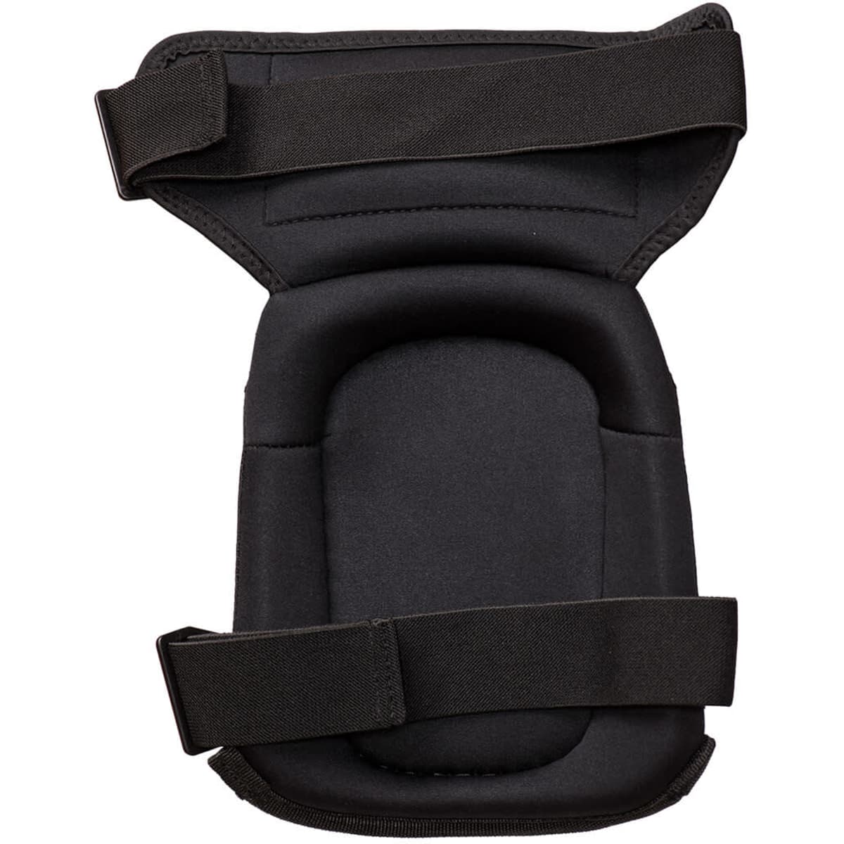 A black thigh-supported knee pad with adjustable straps for secure fitting. The product features soft padding for comfort.