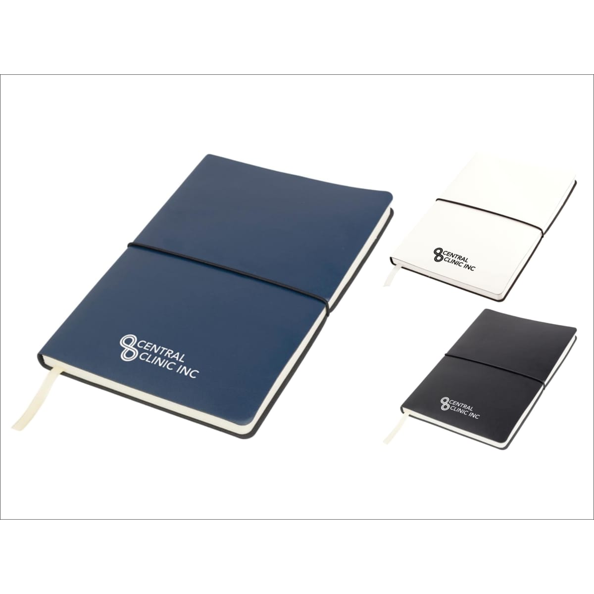 A Tango A5 notebook in navy, white, and black, featuring a logo on the cover.