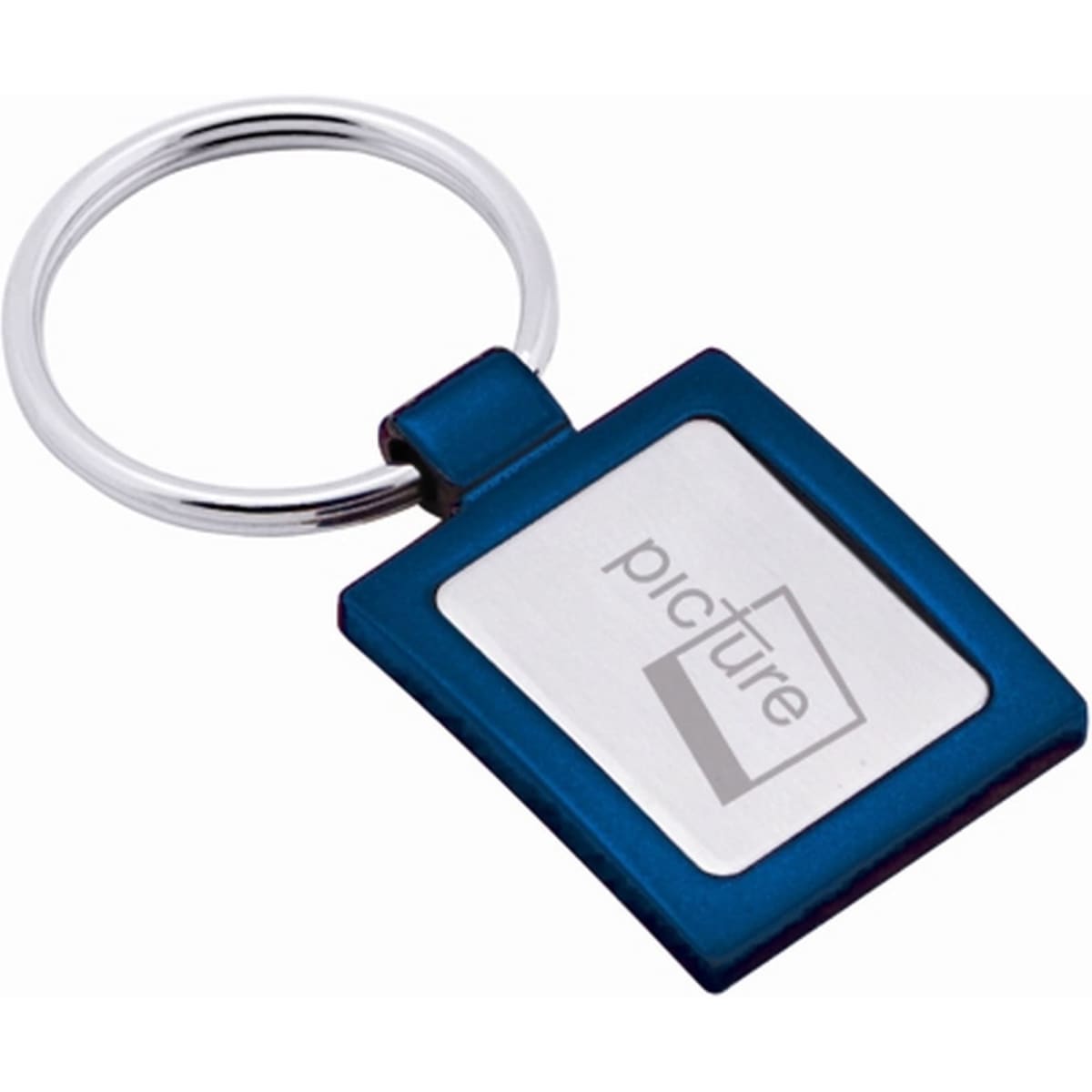A blue Eclipse keyring with a silver rectangular insert featuring a logo or branding.