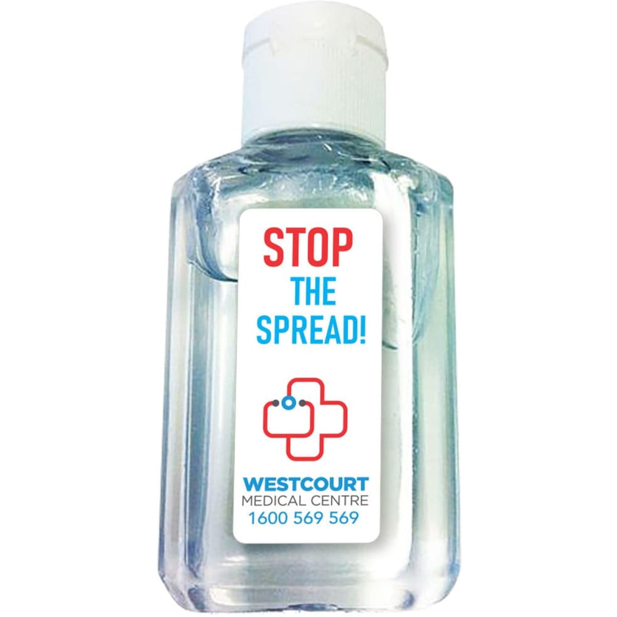 A clear antibacterial hand sanitiser gel in a 60ml bottle, featuring a label with a logo.