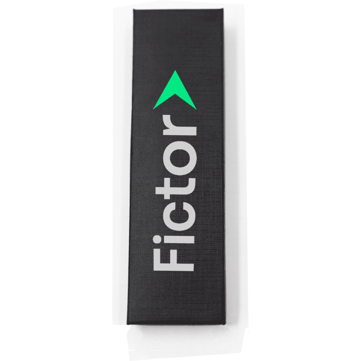 A black gift box designed for a pen, featuring a logo on the front.