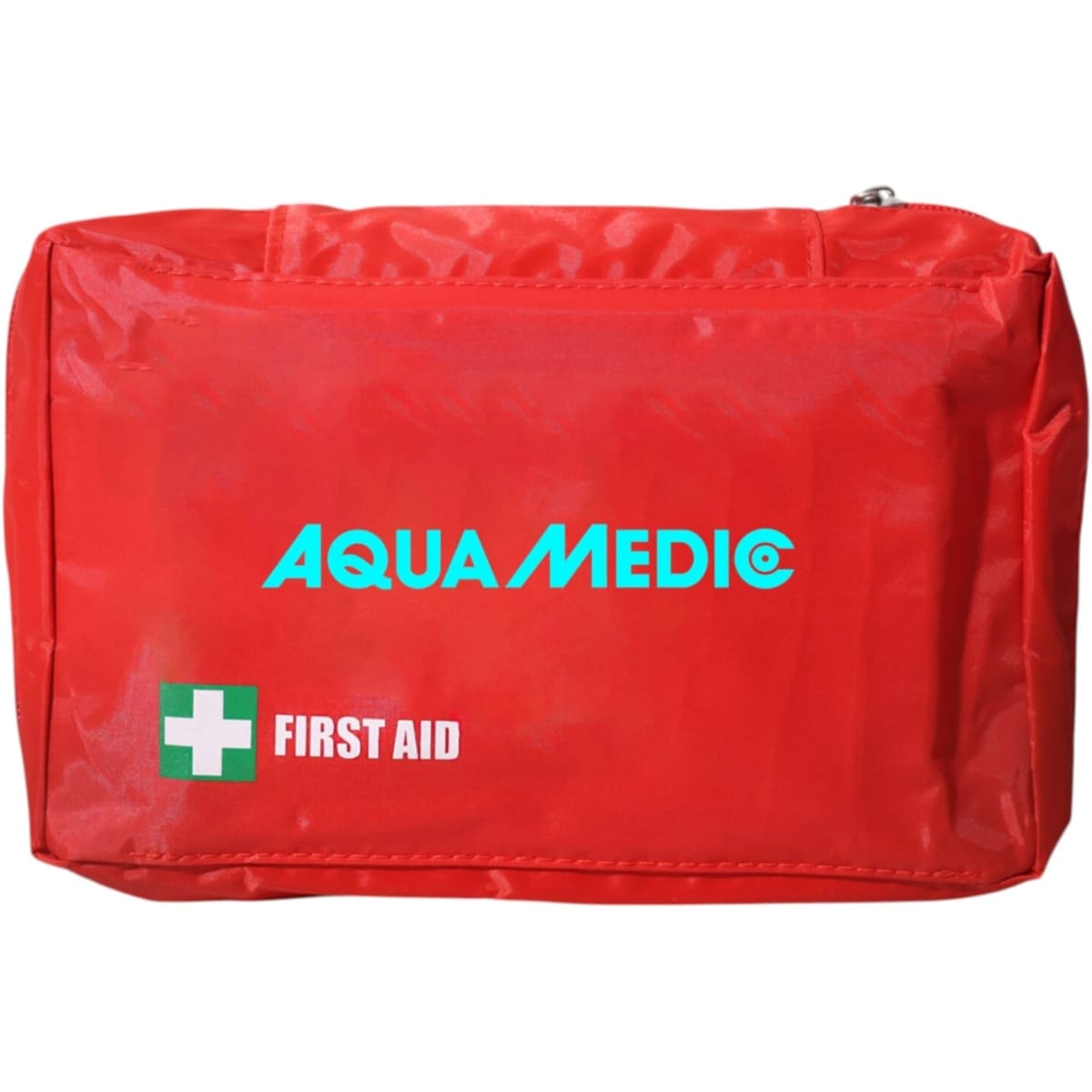 A red first aid kit containing 45 pieces of medical supplies, featuring a logo on the front.