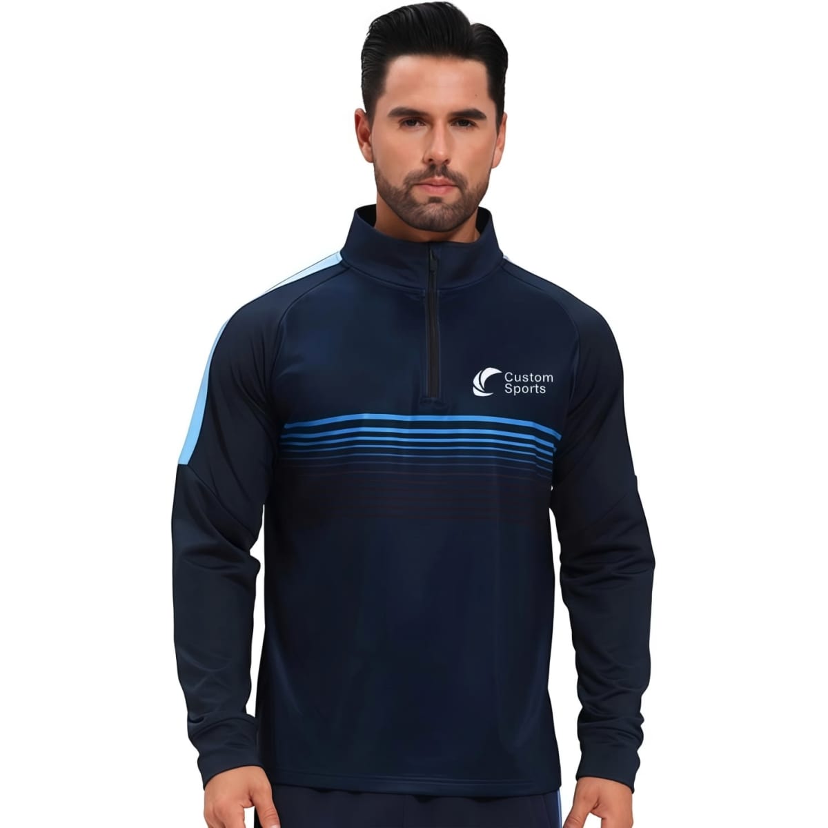 Polyester Spandex Sublimated High Stand-Up Collar 1/4 Zip Raglan Jacket