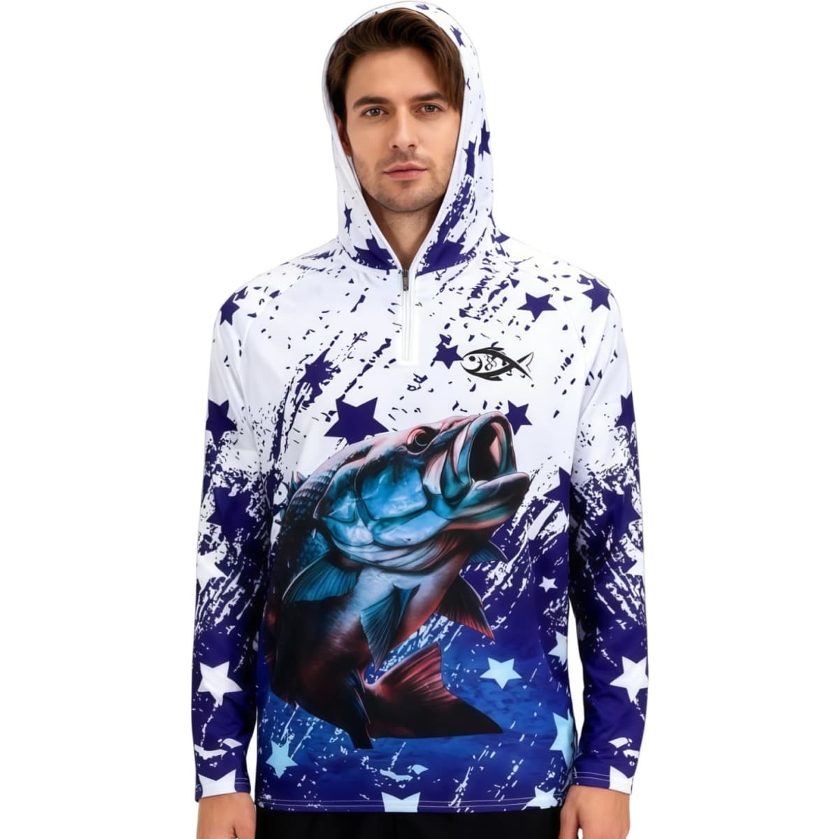 Men’s Polyester Spandex Sublimated 1/4 Zip Fishing Hood Shirt