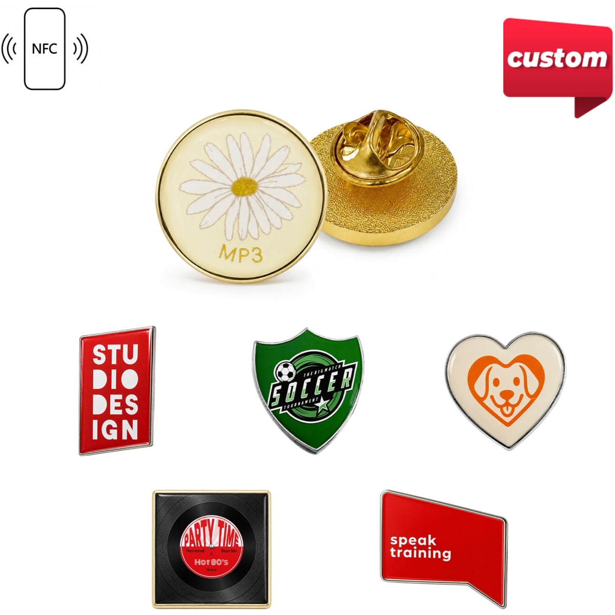 NFC Doming Epoxy Resin Pin Badges
